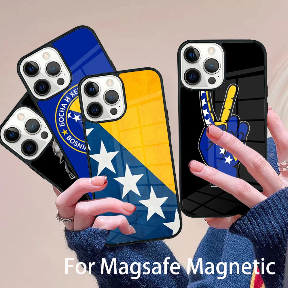 

Bosnia Herzegovina Abbreviation Phone Case Magesafe Magnetic Wireless Charge Cover For IPhone 16 11 12 13 14 15 Pro Max Plus