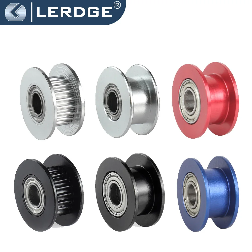 LERDGE 3D Printer Parts GT2 Idler Timing Pulley 20 Teeth 5mm Bore with Bearings 2gt Timing Synchronous Belt 6mm