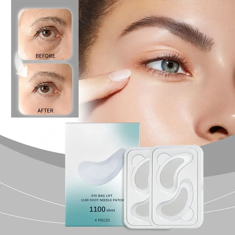 4PCS Collagen Microneedle Eye Patch Hyaluronic Acid Soluble Moisturizing  Eye Mask For Dark Eye Circle Under Eye Skin Care