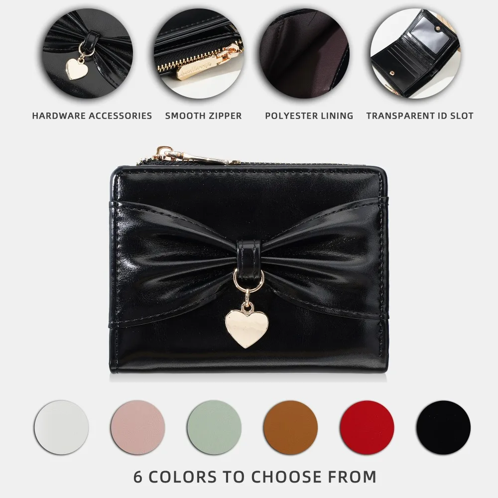 Baellerry Women's Pu Leather Bowknot Wallet Card Bag Integrated Change Bag Cute Lady Wallet Card Holder Cion Purse Pocket Luxury