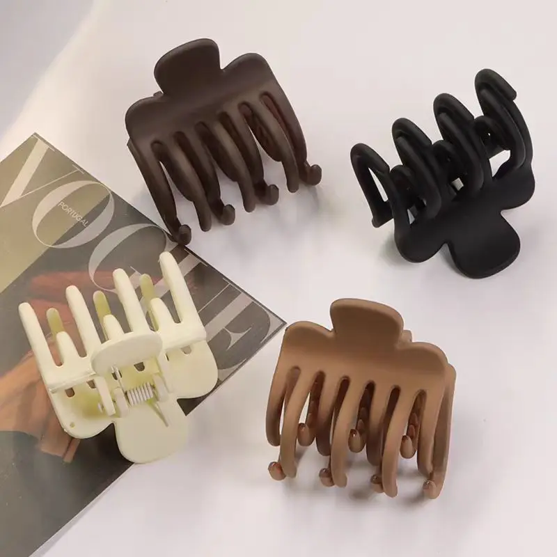 4 cm mittlere Haarklammer, rutschfest, Krabbenquadrat, zweireihig, Zähne, matte Krallenklammern für Frauen und Mädchen, starker Halter, Haar-Accessoires