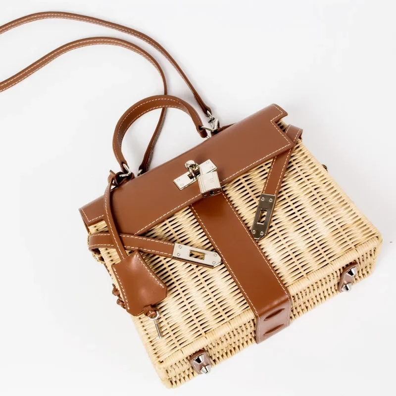 Modern Bamboo Handbag Cheap Women\'s Bags Handwork Bamboo Handbag Bag For Phone Single Shoulder Bags Storage Basket