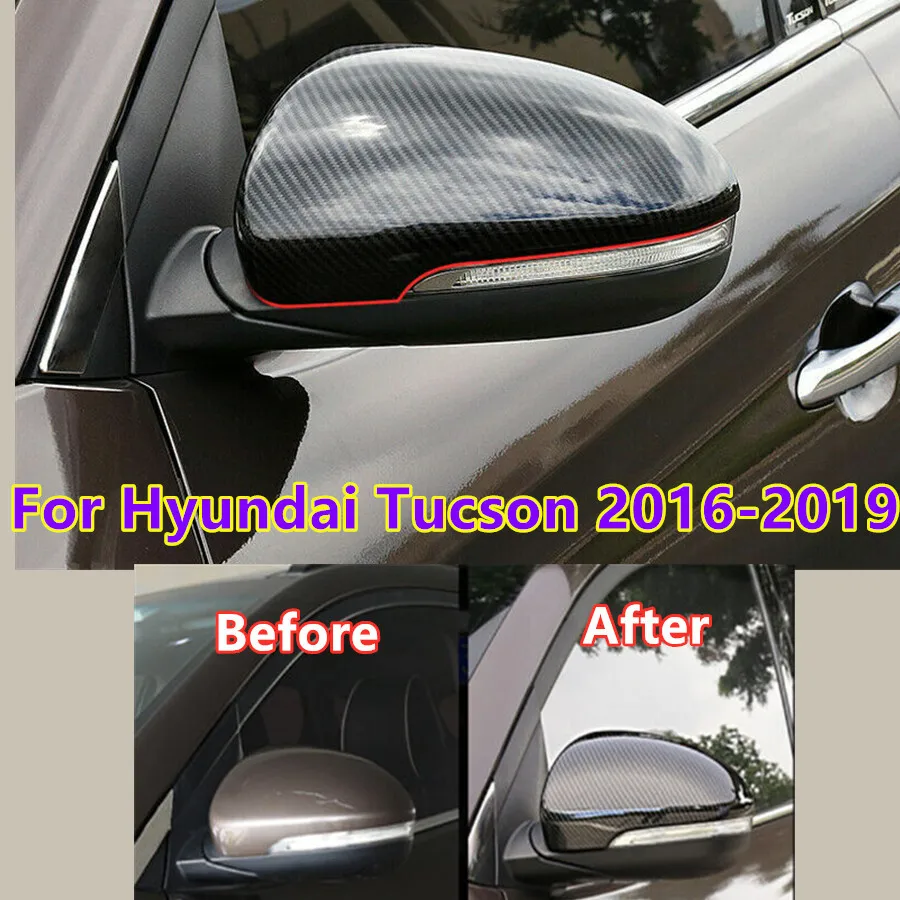 

Rearview Side Wing Mirrors Cap Cover For Hyundai Tucson 2016-2021 Carbon Style