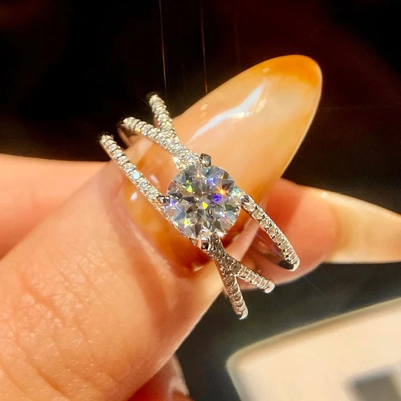 

KNB Роскошные витые кольца с муассанитом и бриллиантами 1 карат для женщин, настоящее серебро 925 пробы, свадебный подарок, модные ювелирные изделия