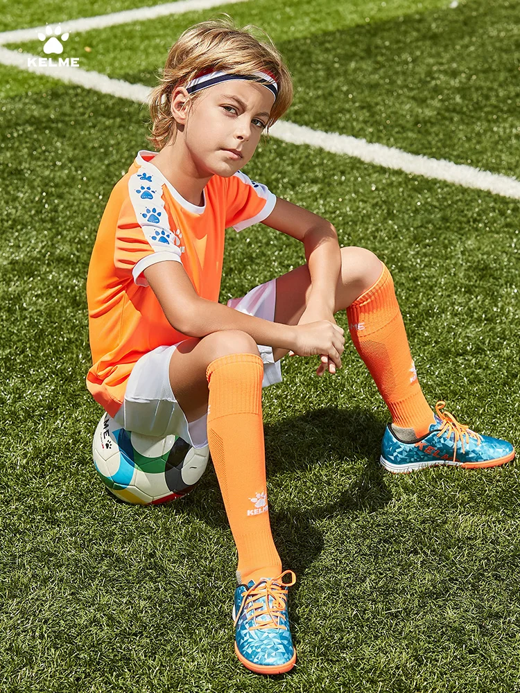 Kelme Customized Children's Football Suit Suit Outdoor Football Game Short-sleeved Training Suit Boy Breathable Top