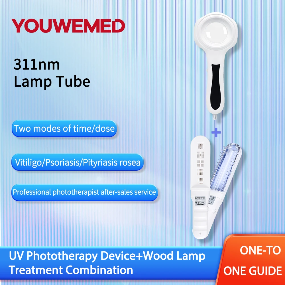 

Youwemed 311nm UV Phototherapy Device Set with Woods Lamp for Vitiligo, Psoriasis, and Eczema Treatment at Home