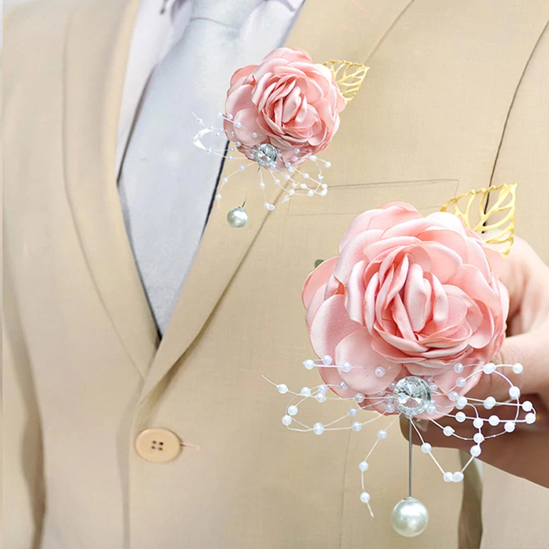 1 pieza de boutonnieres de novio, alfileres de rosas para hombres, ceremonia de boda, aniversario, cena Formal, fiesta, graduación, flores