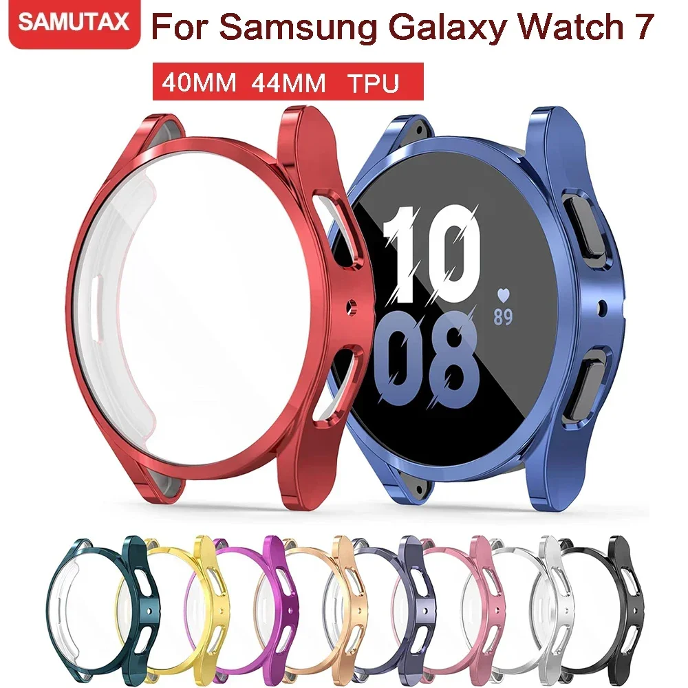 Capa tpu para samsung galaxy watch 7 40mm 44mm, capa completa protetora de tela para samsung watch7 40mm/44mm, capa protetora macia