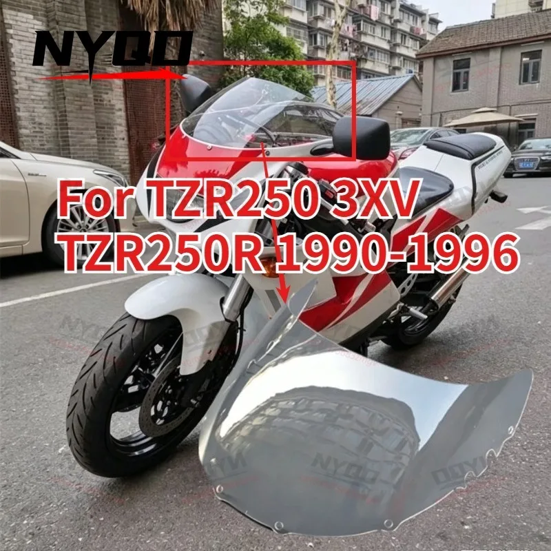 

Premium Motorcycle Windshield Windscreen For TZR250 3XV TZR250R 1990-1996 Clear Black Front Wind Deflector Protector Accessories