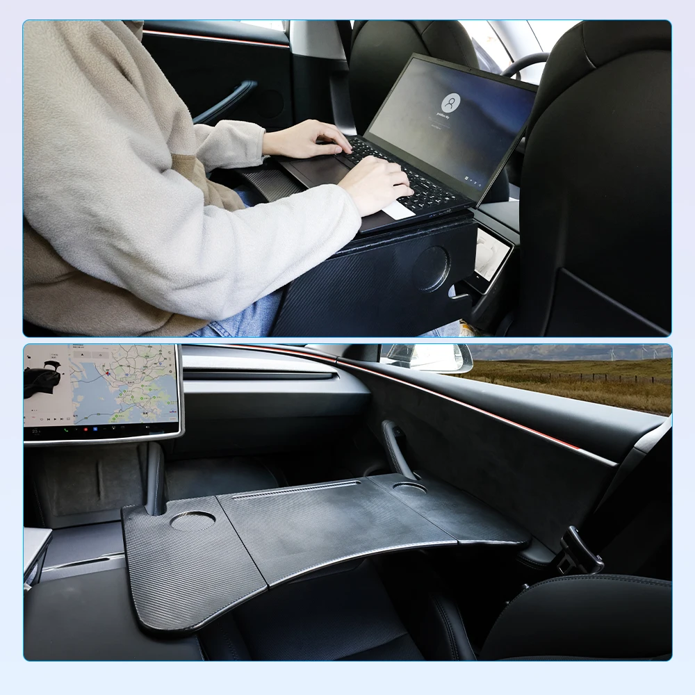 IPENGEN Table Desk For Tesla Model 3 Y 2018-2024 Car Steering Wheel Laptop Tray Food Desk Portable Office Table for Model 3 Y