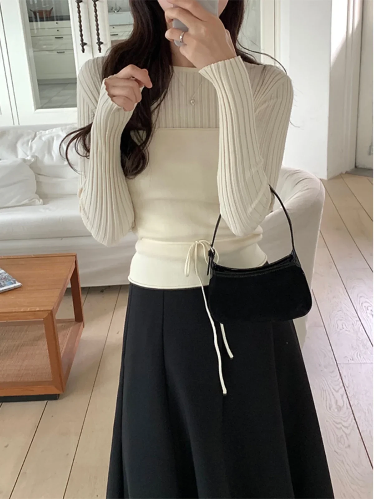 

Knit Women 2024 New Autumn and Winter Elegant Advanced Design Chic Korean Sle Top Fashion Two-piece Set