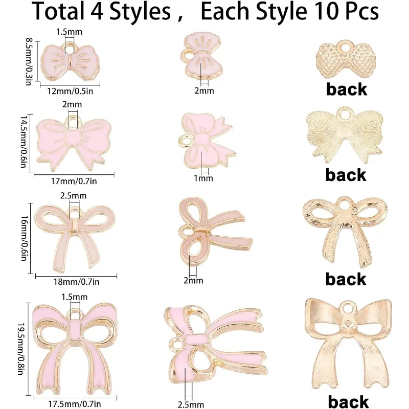 100 ciondoli bowknot smaltati per la creazione di gioielli, ciondoli, forniture artigianali fai da te