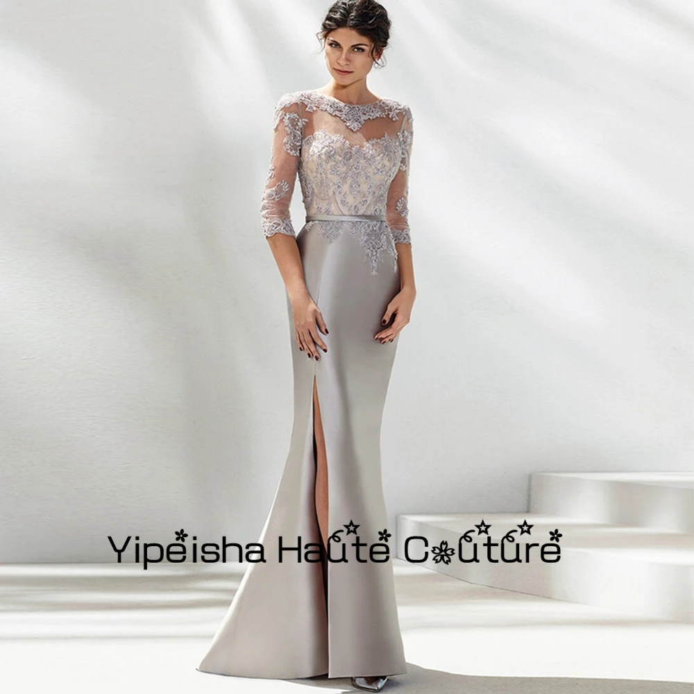 Yipeisha strapless moda assimétrica mãe de vestidos de noiva três quartos manga rendas casamento vestidos de festa 2022 piso comprimento