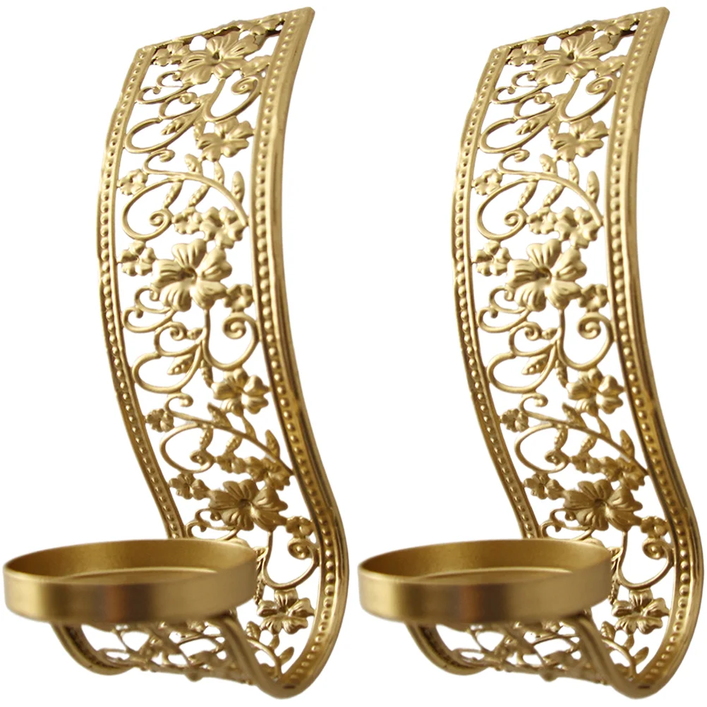 

2 Pcs Hollow Metal Wall Candlestick Holders Decorative Home Accessories Holder For Tabletop Candles Holders Metal