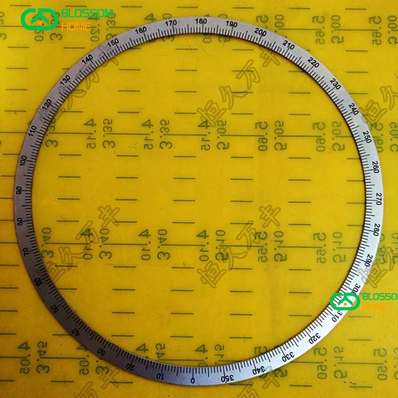 Diametro 166 mm, foro interno 150 mm, spessore 1 mm Misuratore angolare quadrante Cerchio meccanico da 360 gradi Piastra decorativa in acciaio