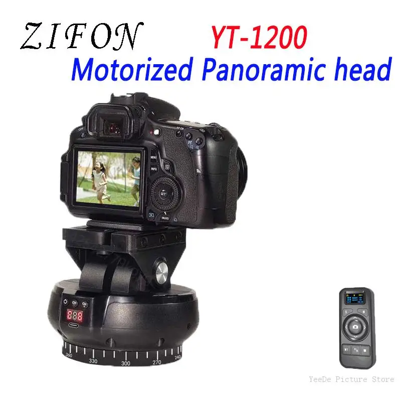 ZIFON YT1200 Auto Motorized Pan Tilt Head 360 Rotation Panoramic Head Remote Control Multifunctional Head for Camera/Phone