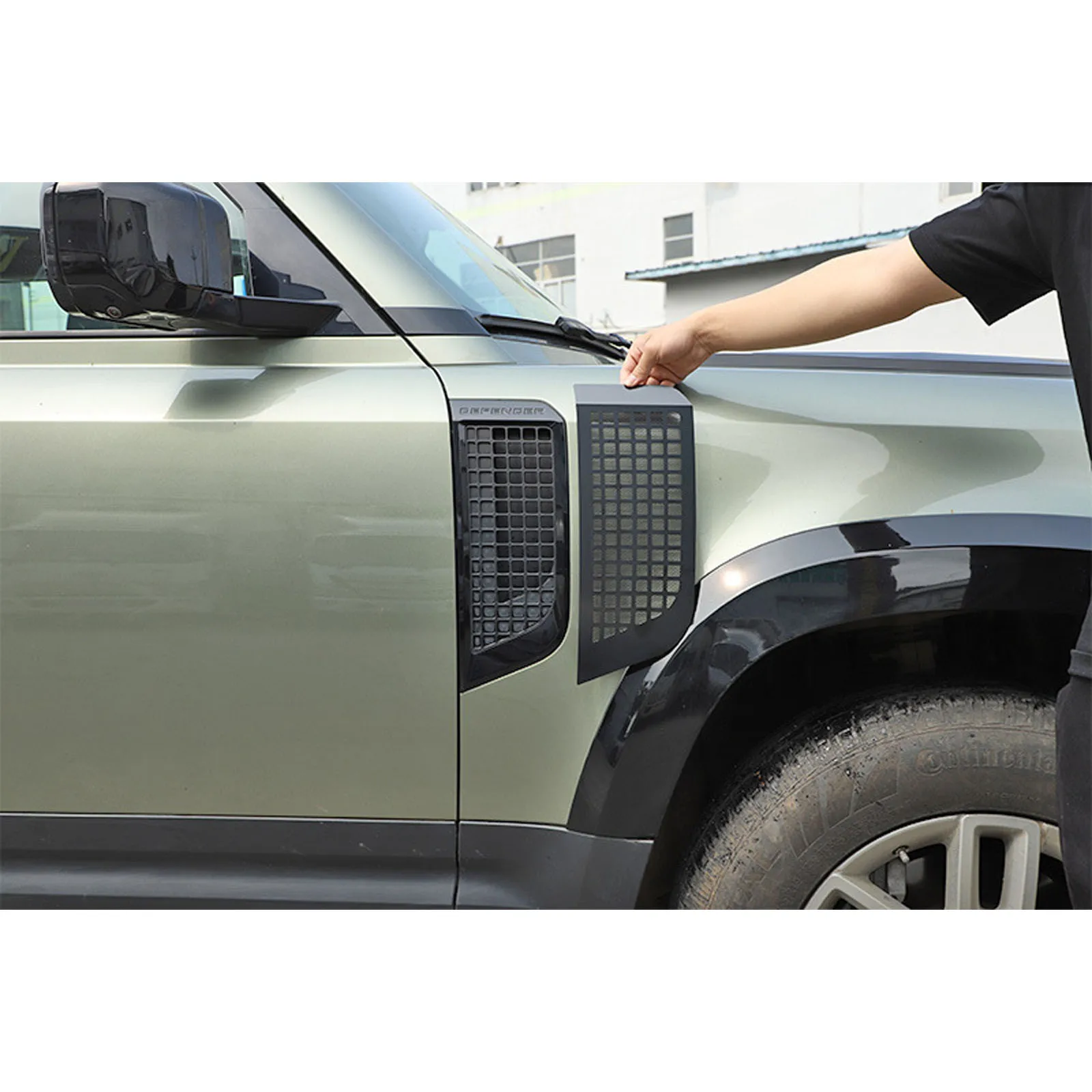 Para land rover defender 2020-2023 liga preta lateral entrada de ar net capa quadro guarnição 1 conjunto