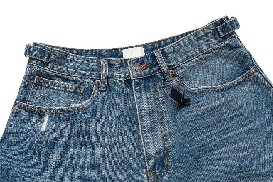 Heren gescheurde gat denim shorts streetwear hiphop punk knielengte broek harajuku vintage blauw gewassen jeans korte mannelijke