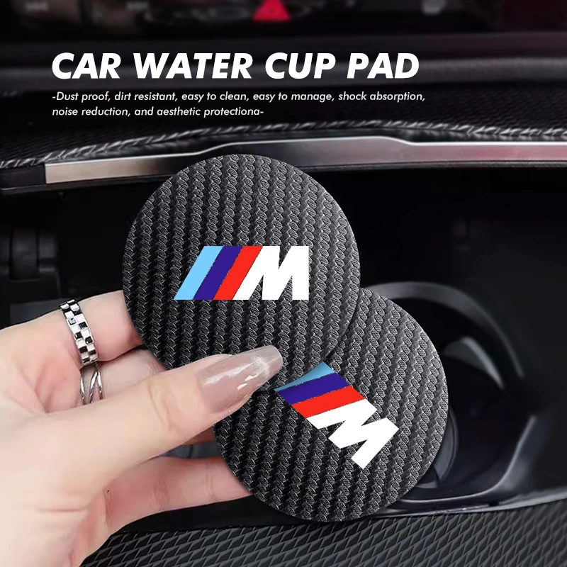 yZ[zCarbon Fiber Car Coaster Non-slip Water Cup Holder Insert Mat For BMW Performance X1 X3 X5 E39 E46 E90 F20 E60 F30 M3 M5