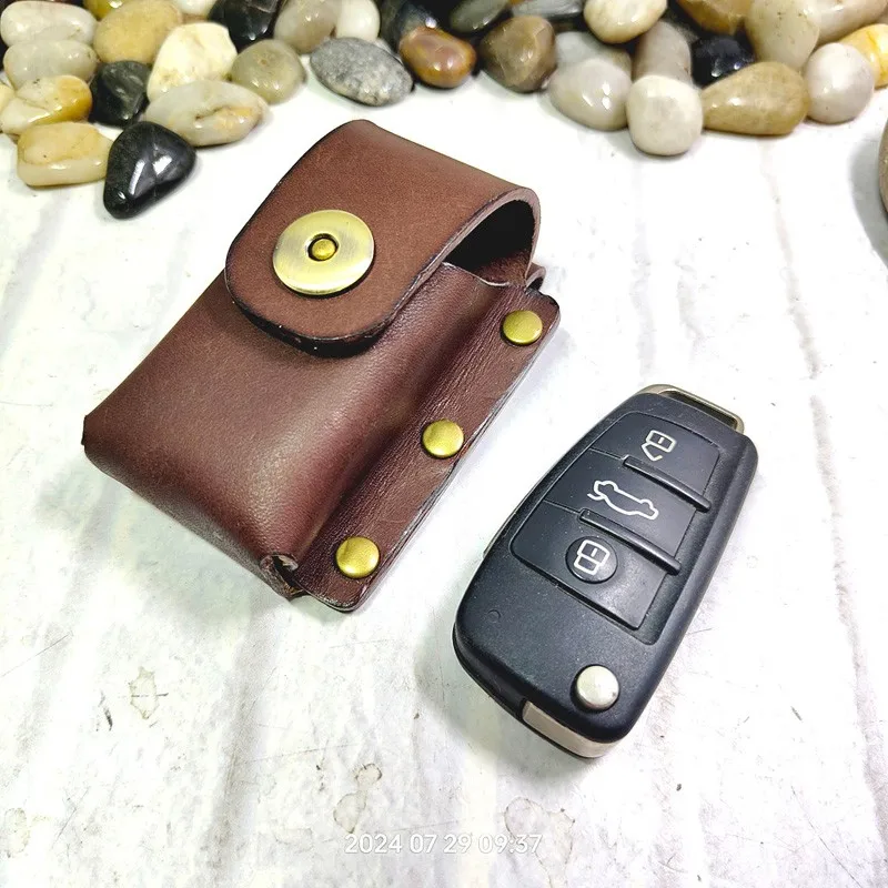 Funda de cuero hecha a mano para llave de coche, soporte para cinturón, para BENZ, BMW, Audi, Volkswagen, Honda, Toyota, Nissan, MF-QC