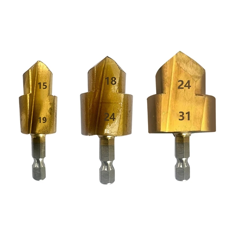 3Pcs Lifting Drill Bit Water Pipe Connection Tool Stepped Drill Bit 20/25/32mm