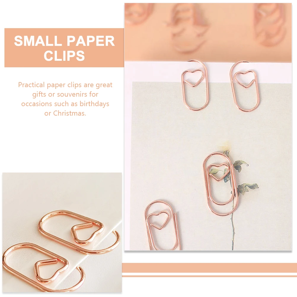200Pcs Heart Shaped Paper Clips Metal Document Clips Creative Bookmarks for Scrapbooking Greeting Cards Journals