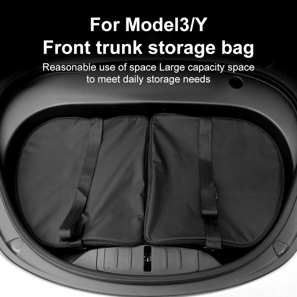 Bolsa de armazenamento para porta-malas dianteiro de carro, pacotes organizadores à prova d'água para tesla modelo 3 modelo y 2017-2024, recipiente de carga para acampamento ao ar livre