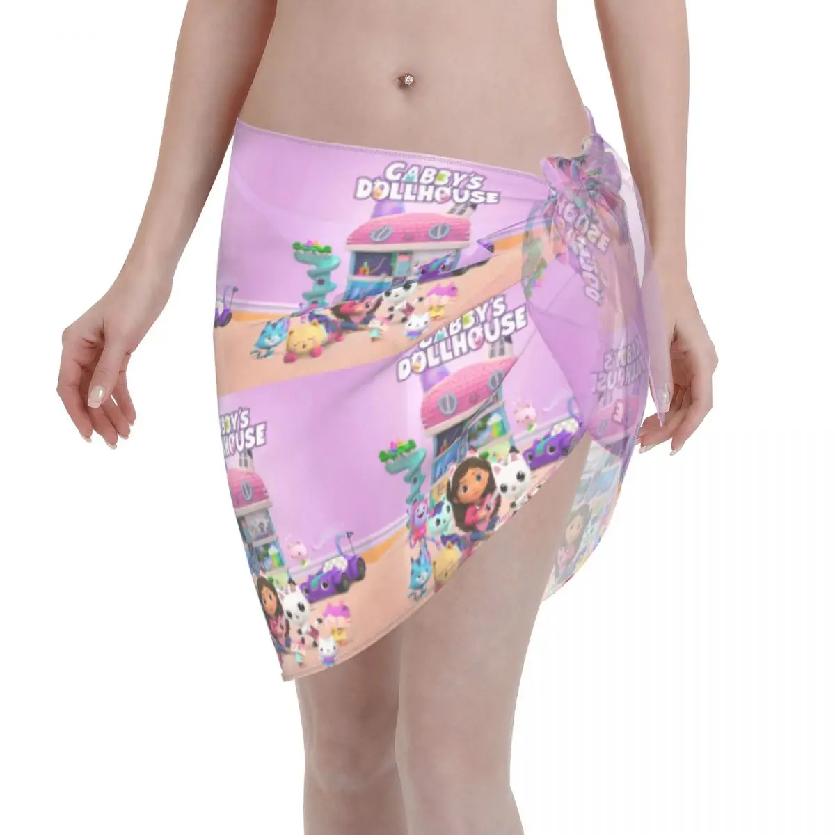 

Custom G-Gabbyses Cartoon Women Short Sarongs Beach Wrap Beach Bikini Wrap Mercat Cats Animals Beachwear