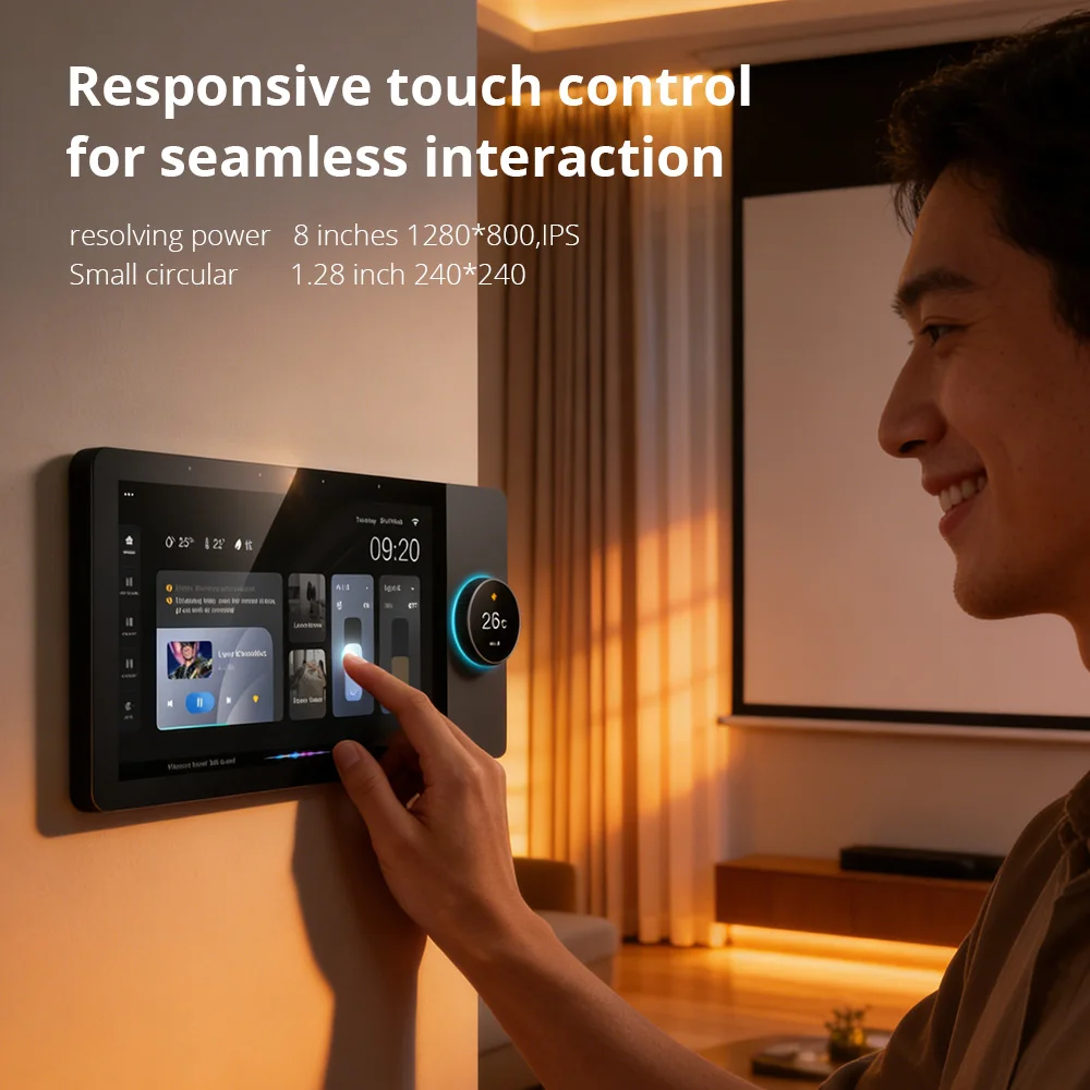 8 Inch Smart Home Central Panel Touch Screen Controller Built-in Tuya Zigbee Gateway and Speaker Smart Home Automation