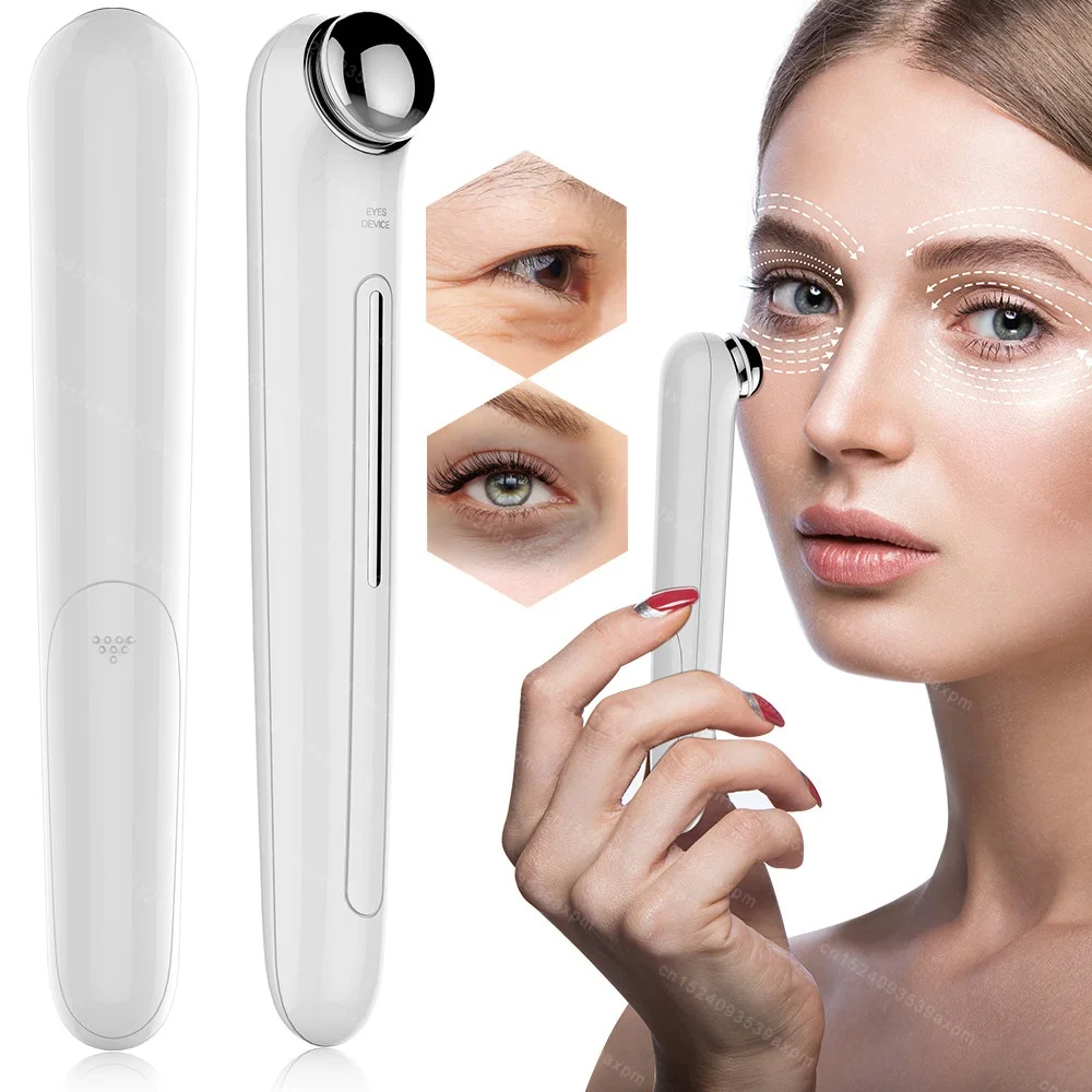 Eye Massager Heating Vibration Eye Beauty Pen Negative Lon Eyes Lip Massage Stick Remove Dark Circles Reduce Fine Lines Eye Bags