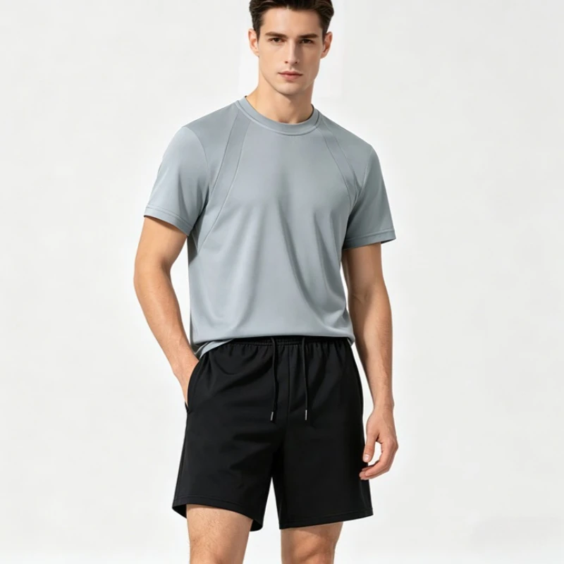 

Men's Workout Sweatsuit Set Running T-shirt Male Training Shorts Suit GymTops Football Short Sleeve Sportswear Quick Dry Shirts