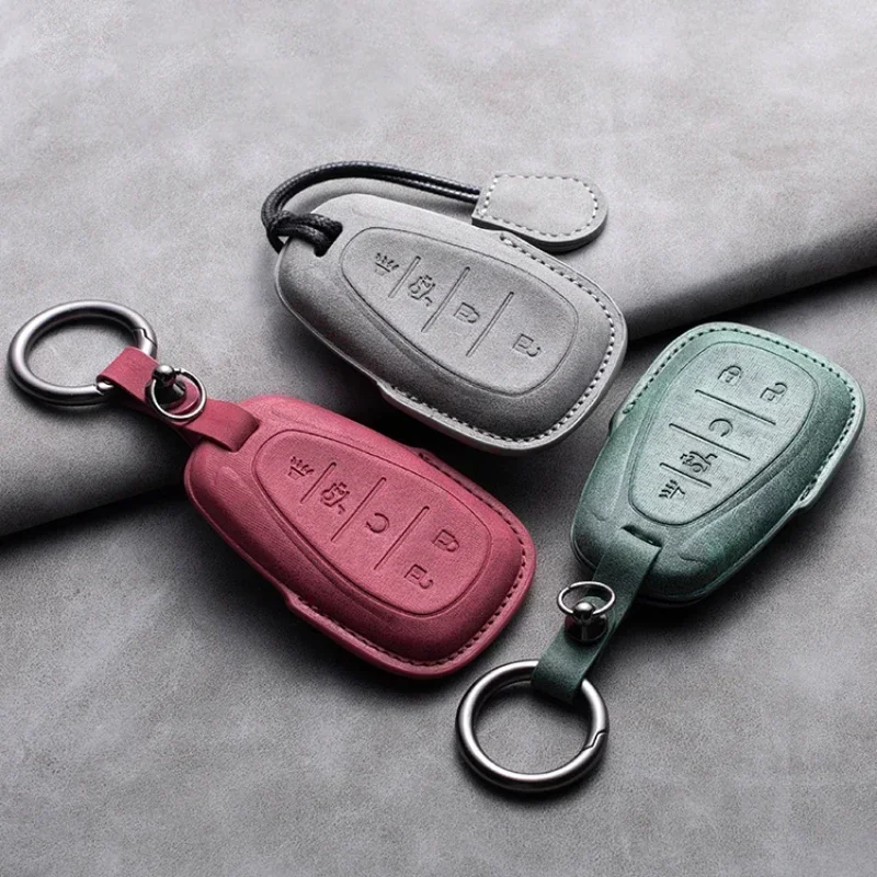 

Leather Car Key Case Cover Protective Shell For Chevrolet Chevy Malibu Camaro Cruze Traverse Spark Equinox Sonic Volt Keychain