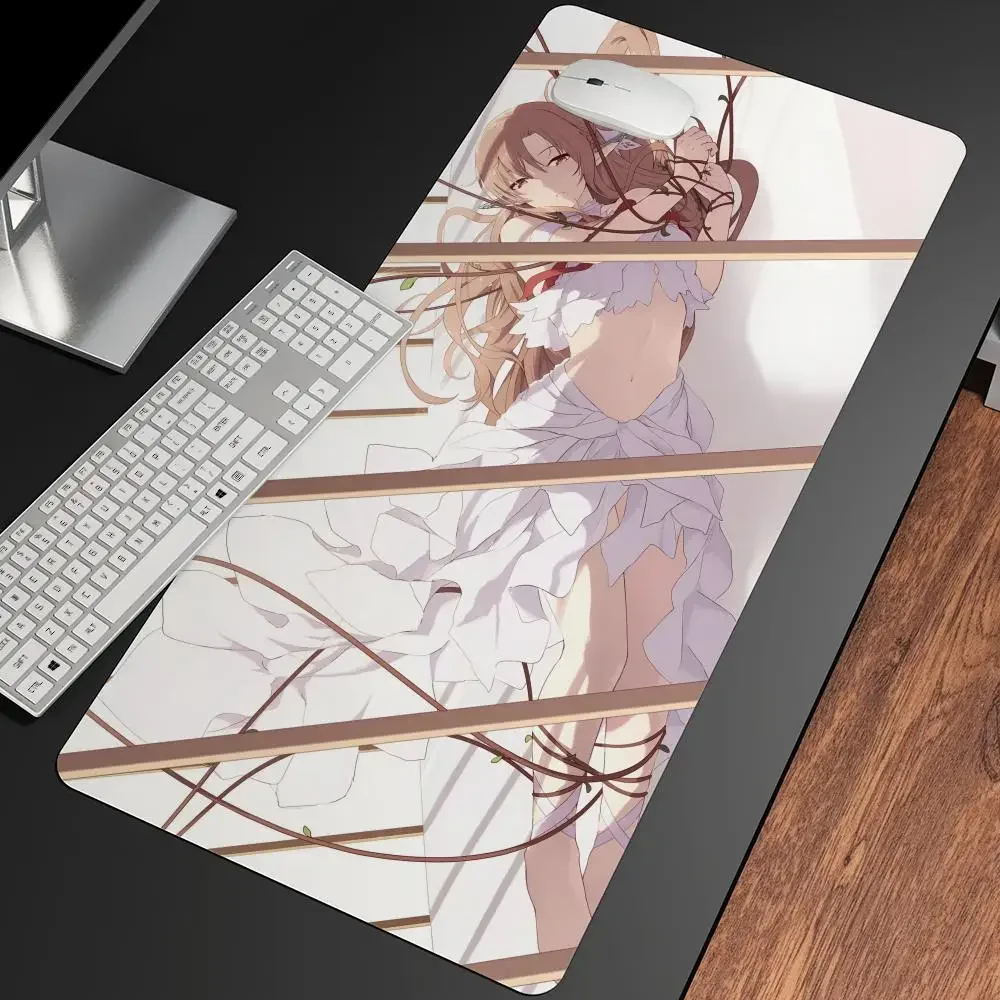 Anime Sword Art Online Yuuki Asuna Mousepad tappetino per Mouse da gioco di grandi dimensioni LockEdge tastiera per Computer addensata tappetino da