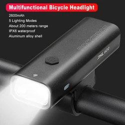 ROCKBROS Bicycle Light Front Type-c Rechargeable Bicycle Lamp 600LM Bike Headlight MTB Road Cycling Flashlight Bike Accessories