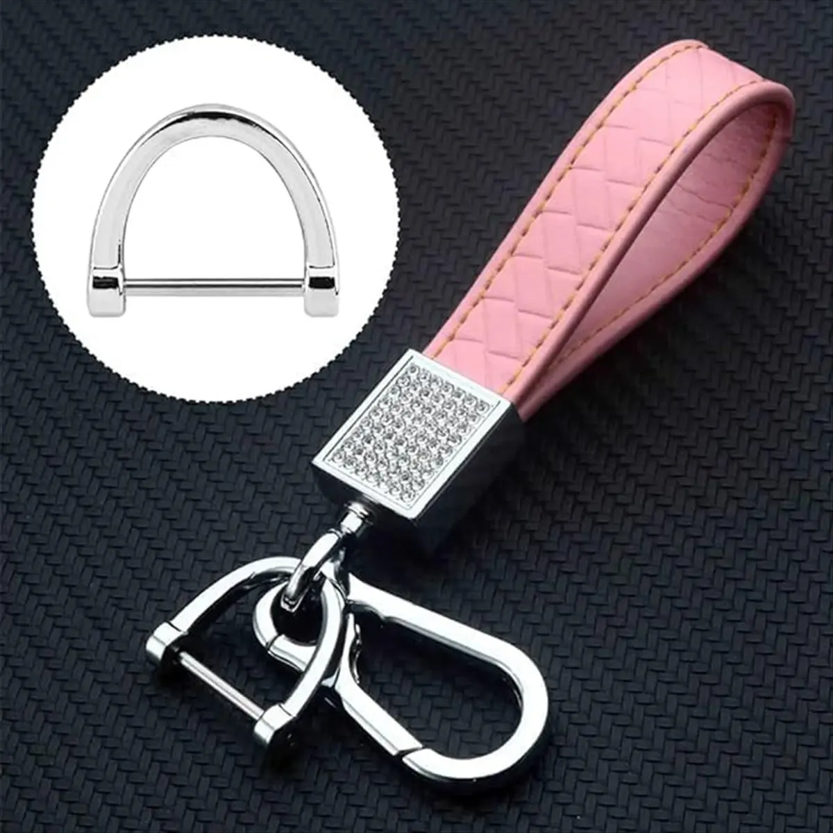 A008 18Pcs D Rings Screw in Shackle,3/4 Inch Horseshoe Buckle,Silver D Rings Keychain for Car Key Holder