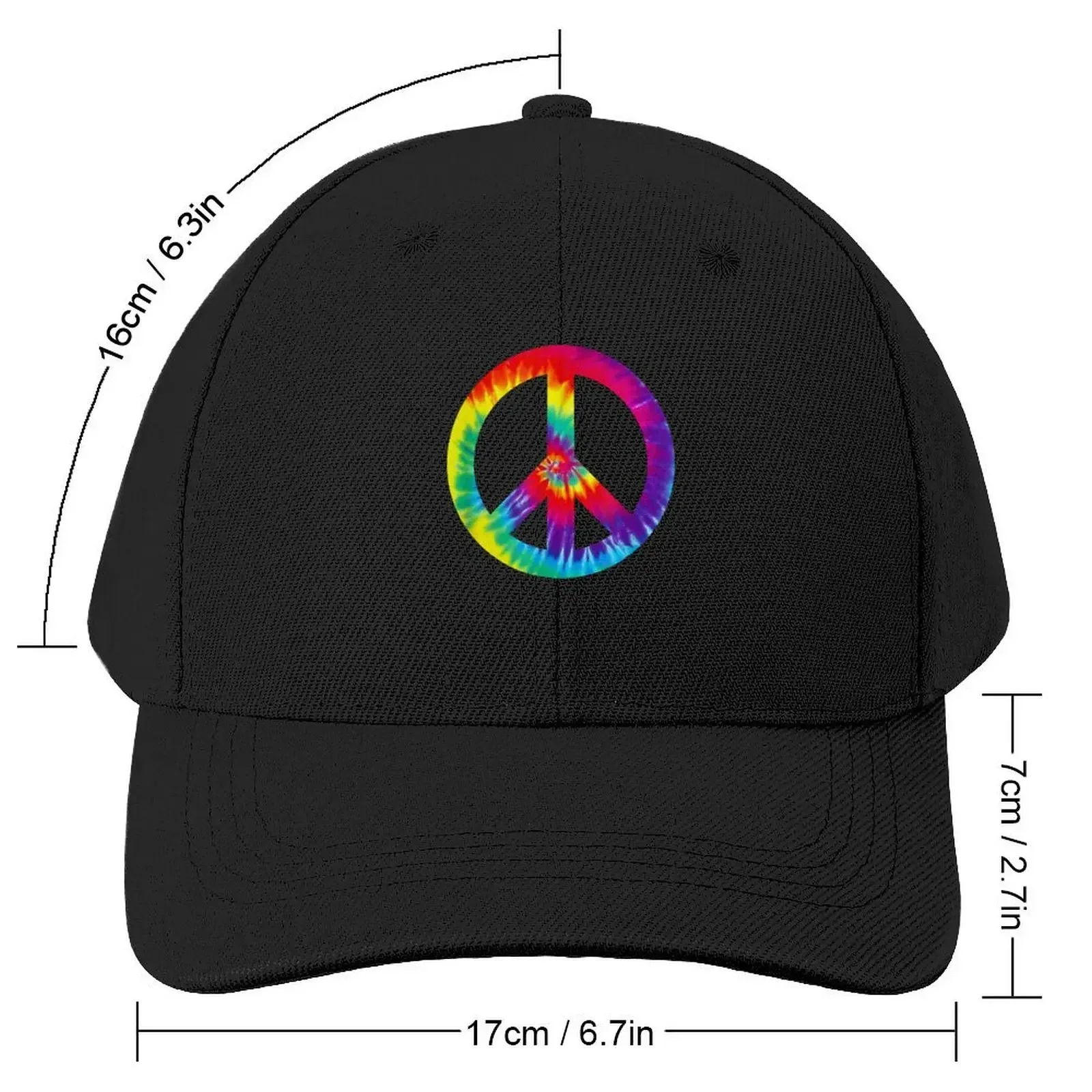 Peace Sign Symbol Tie Dye 60s 70s Hippie Costume Baseball Cap Hat Man For The Sun western Hat Women's Beach Men's