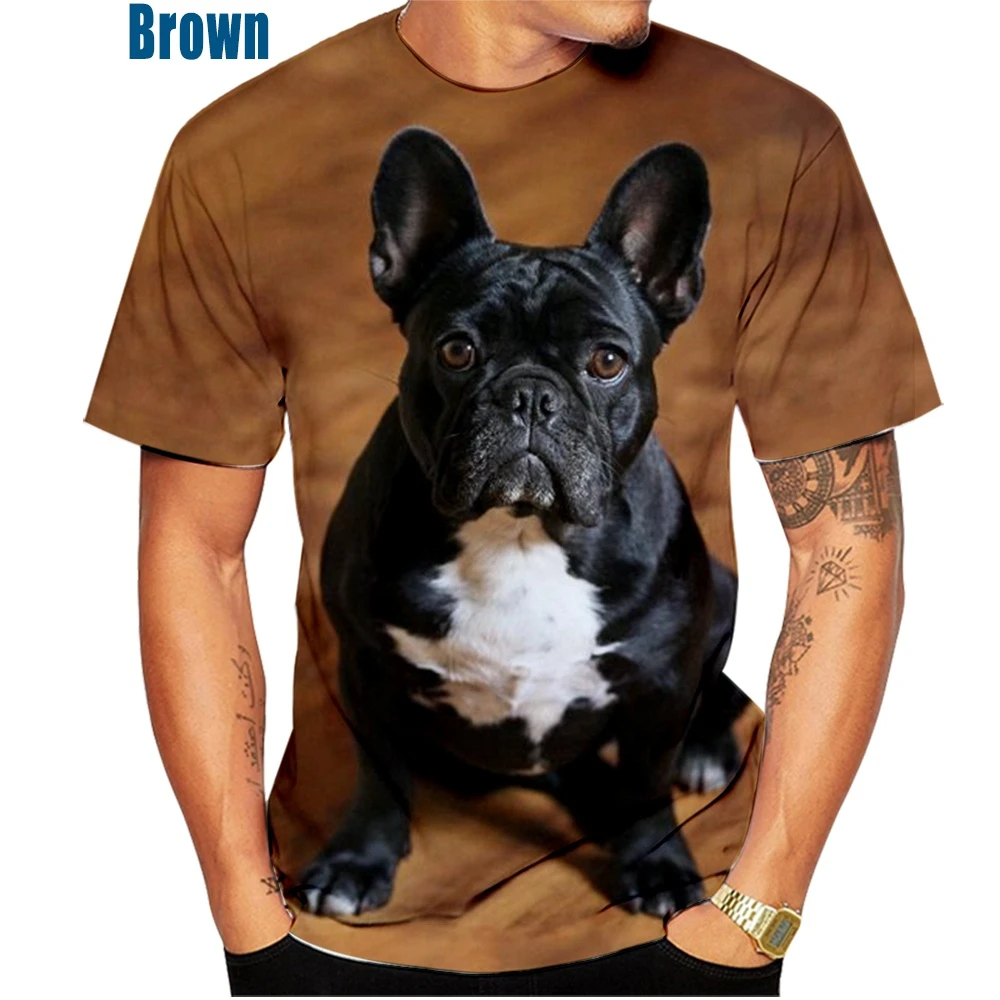 2022 Summer New Fashion Summer Cute French Bulldog 3d Printing Men\'s T-Shirts Ladies Casual Trend Tops Loose Large Size Men\'s