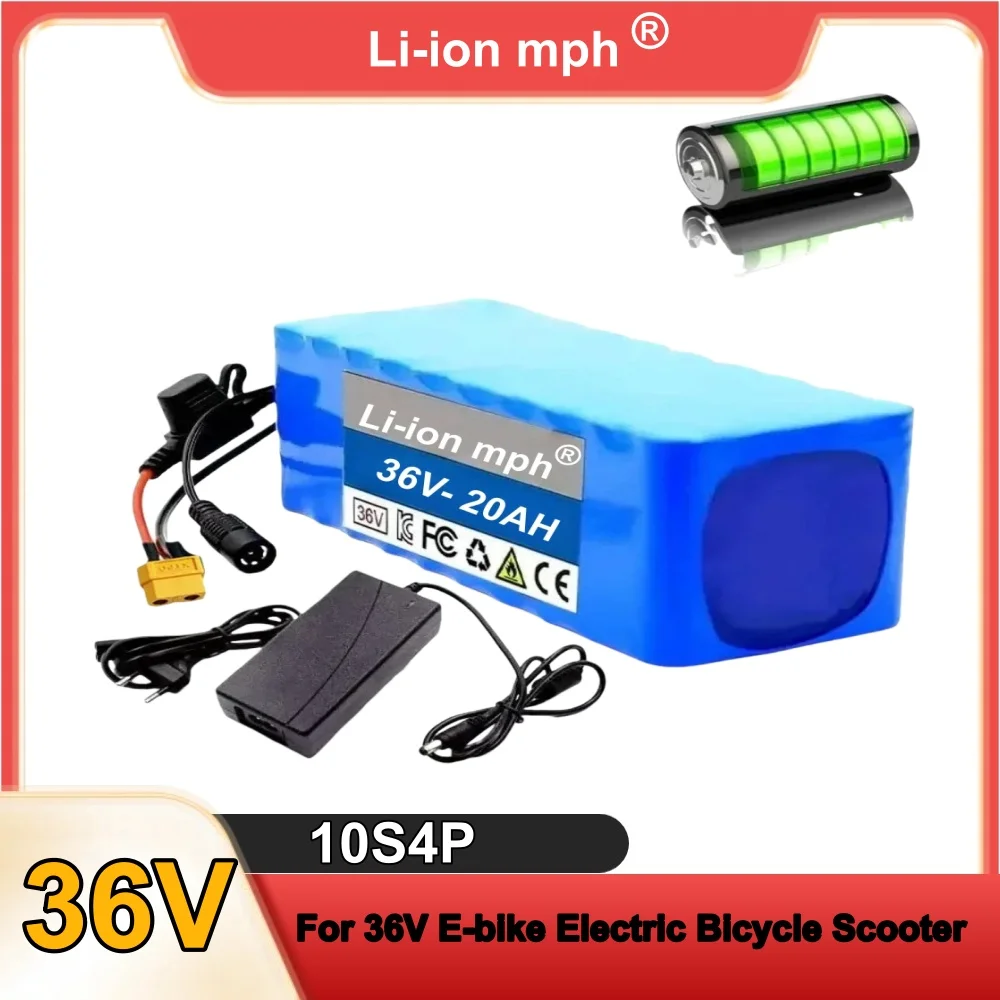 36 فولت 42 فولت 10S4P 20Ah 18650 عالية السعة الطاقة 42 فولت 750 واط 1000 واط بطارية ليثيوم حزمة لسيارة كهربائية دراجة سكوتر حزام 30A BMS