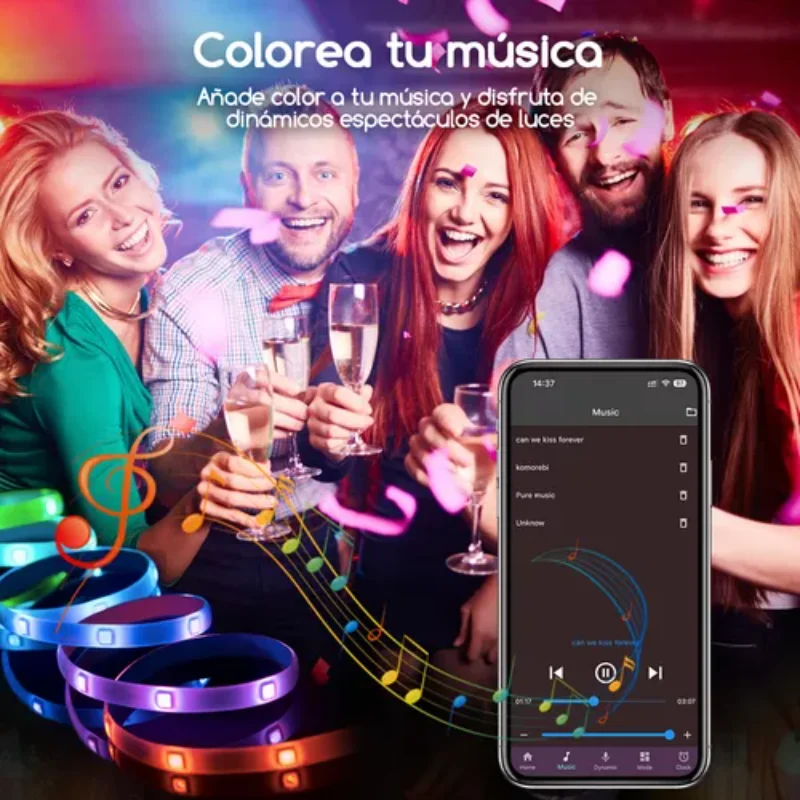 striscia Bluetooth 30M Hifilz luce intelligente striscia musicale controllo delle applicazioni per stanza, TV, sala giochi, decorazioni per interni