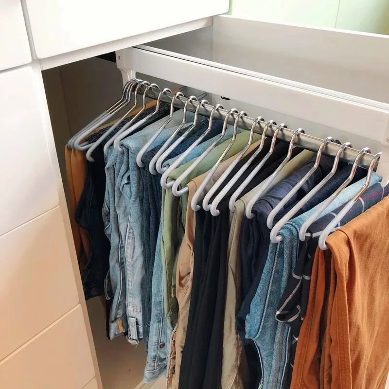 Retractable Hanger for Closet,Wardrobe Top Mount Pull-out Clothes Rails for Storage,Space Saving Organizer Rack for Trousers