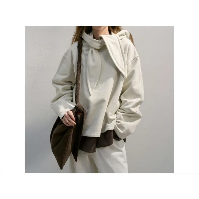 

2025 Winter Women's Loose Detachable Shawl Hat Sweater