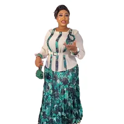 African Clothes for Women 2 PCS Sets Tops Skirts Suits Dashiki Ankara Gown Plus Size Wedding Party Matching Sets Outfits L-3XL