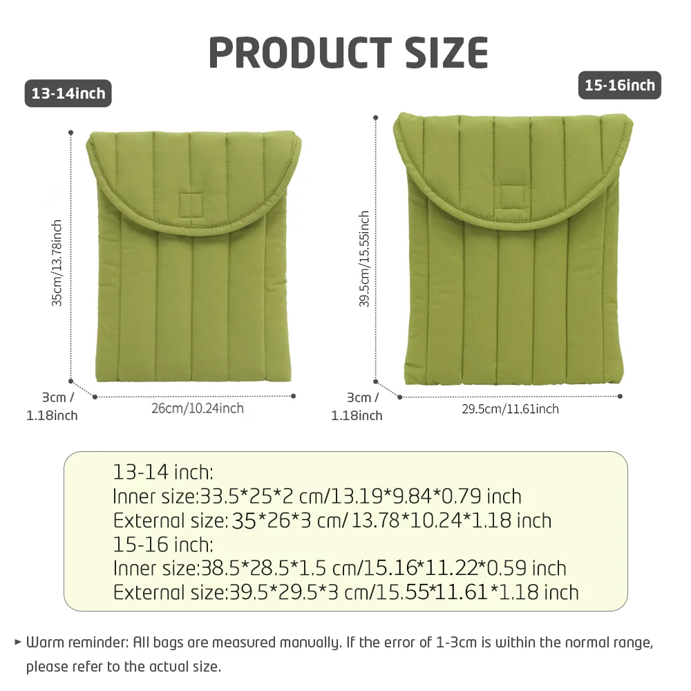 14/16 inch Puffy Laptop Sleeve Bag for MacBook Pro 14 16 Surface Dell Huawei Lenovo Fluffy Quilted Comfyable Portable Laptop Bag
