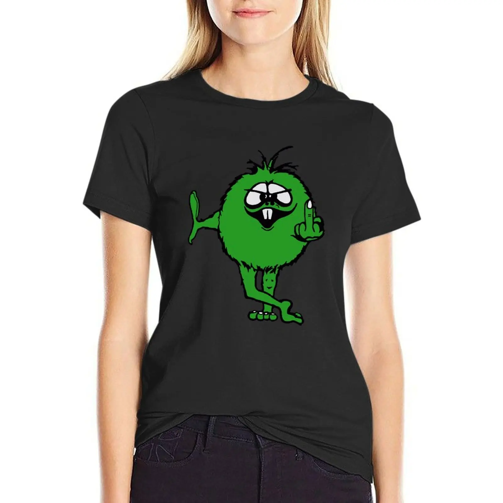 Groene Kerel Flips Bird-Jaren 70 Retro T-Shirt Zomerkleding Oversized Esthetische Kleding Anime Kleding Katoenen T-Shirts Vrouwen