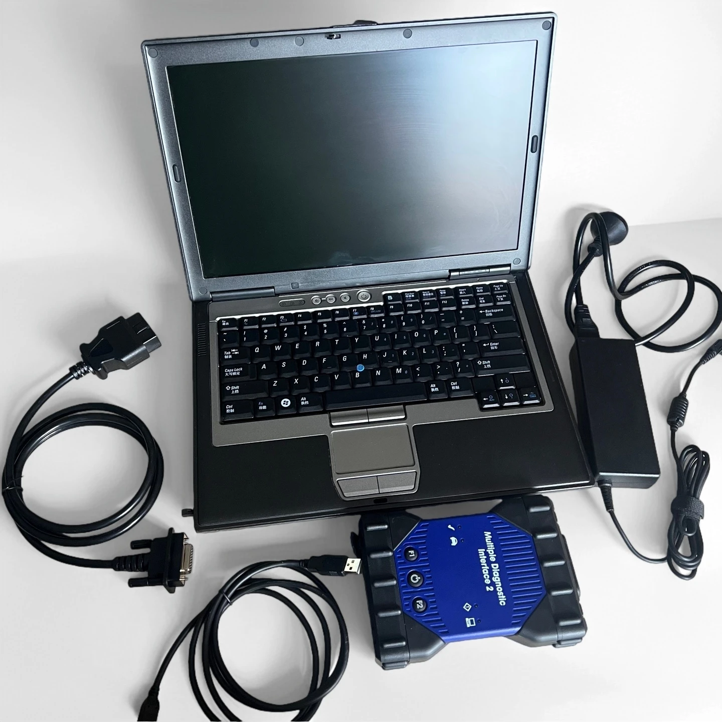 MDI2 Diagnostic Tool MDI 2 Multiplexer Interface and OBD2 Cables Code Scanner USB 2.0 Software on Laptop D630 Ready to Work