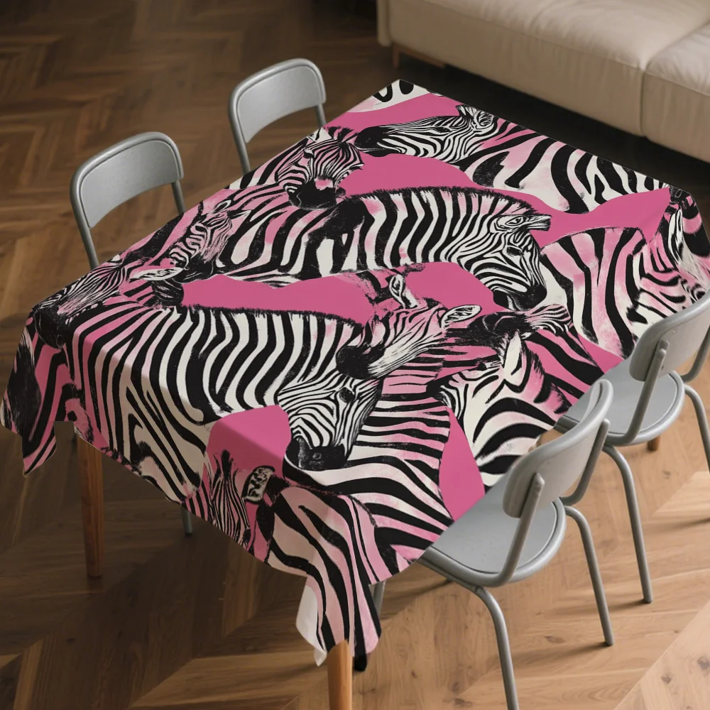 1 piece of simple zebra print tablecloth - elegant striped rectangular table decoration fabricxzj