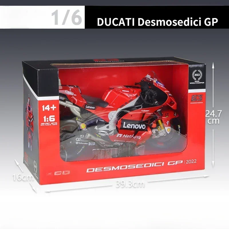 Maisto-coche de carreras Ducati Lenovo Team, simulación de coche de aleación, modelo #63, francés, Bagnaia, Moto GP, 1/6, 2022