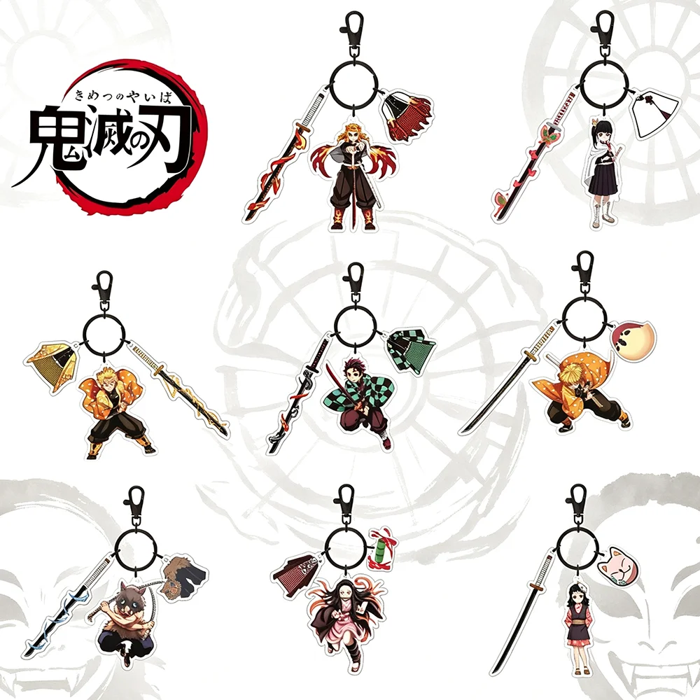 Anime Demon Slayer Animation Acryl Schlüsselanhänger Tanjiro Kamado Nezuko Kamado Schultasche Anhänger Cartoon Charakter Design Kinder Geschenk