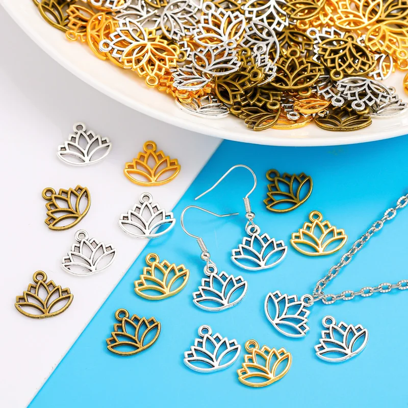 30 قطع 5 اللون العتيقة الفضة اللون مجوهرات DIY زهرة سحر قلادة قلادة، القرط سوار 14*16 ملليمتر Q1136 #3