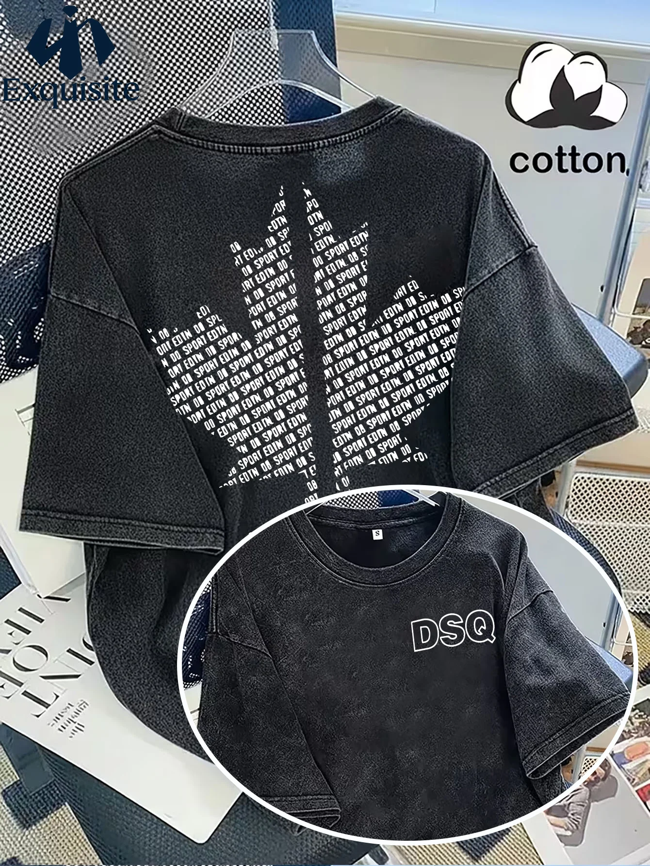 2026 Men's Maple Leaf Print T-Shirt, loose short-sleeved top, men's clothing, suitable for daily casual wear.